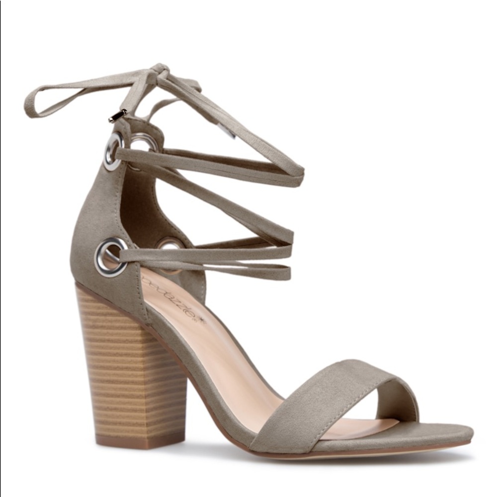 Olive Green Suede Lace Up Heels